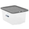 B&M Clear Storage Box With Lid 30L - Grey 2 B&M Clear Storage Box With Lid 30L - Grey -Home Discount Store 258020 30l storage box with lid grey 2