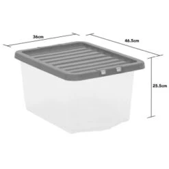 B&M Clear Storage Box With Lid 30L - Grey -Home Discount Store 258020 30l storage box with lid grey 3