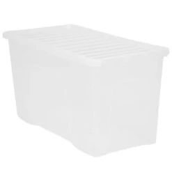 B&M Large Storage Box With Lid 110L - Clear -Home Discount Store 284861 110l storage box with lid clear