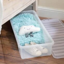B&M Underbed Storage Box With Lid 55L - Clear 8 B&M Underbed Storage Box With Lid 55L - Clear -Home Discount Store 307321 55l under bed storage box with lid 4