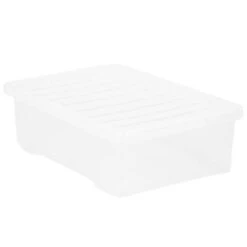 B&M Underbed Clear Storage Box With Lid 32L - Clear -Home Discount Store 314173 32l underbed storage box with lid clear