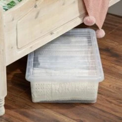 B&M Underbed Clear Storage Box With Lid 32L - Clear -Home Discount Store 314173 32l underbed storage box with lid clear 4