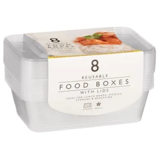 B&M Reusable Food Boxes With Lids 8pk 2 B&M Reusable Food Boxes With Lids 8pk
