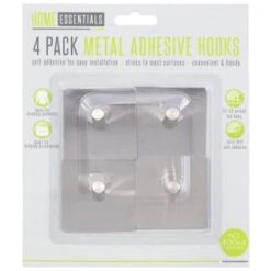 B&M Metal Adhesive Hooks 4pk - Square 9 B&M Metal Adhesive Hooks 4pk - Square -Home Discount Store 332165 metal hooks 4pk square