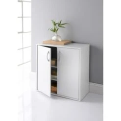 Lokken 2 Door Cupboard -Home Discount Store 333080 2 door cupbard with shelves open