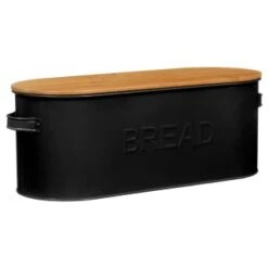 B&M The Organised Kitchen Bread Bin - Black -Home Discount Store 334654 russell hobbs oval bread bin with wooden lid grey 51