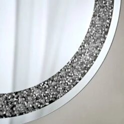 B&M Round Crushed Jewel Mirror - Silver -Home Discount Store 338019 round crushed jewel mirror 2