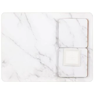 B&M Modern Cork Placemat & Coaster Set 8pc - Marble 4 B&M Modern Cork Placemat & Coaster Set 8pc - Marble - Image 2