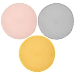 B&M Grey Round Pom Pom Placemats 4pk 11 B&M Grey Round Pom Pom Placemats 4pk -Home Discount Store 355688 355688 355689 pom pom placemats main