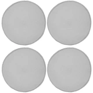 B&M Grey Round Pom Pom Placemats 4pk 6 B&M Grey Round Pom Pom Placemats 4pk - Image 4