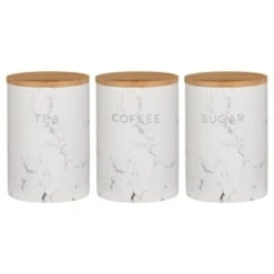 B&M Marble Effect Kitchen Canisters 3pc -Home Discount Store 356820 storage canisters marble effect tea coffee sugar