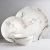 B&M White Marble Effect Dinner Set 12pc -Home Discount Store 357251 marble dinner set 12pk