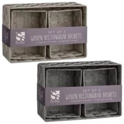 B&M Woven Storage Baskets 3pk - Silver -Home Discount Store 365979 365978 3pk woven baskets group