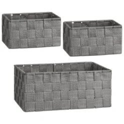 B&M Woven Storage Baskets 3pk - Silver -Home Discount Store 365979 3pk woven baskets silver group