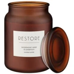 B&M Large Spa Scented Candle - Amber - Restore -Home Discount Store 368679 large spa candle restore 3