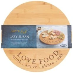 B&M Lazy Susan Rotating Bamboo Serve Board -Home Discount Store 369141 lazy susan rotating bamboo serve board 2