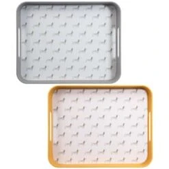 B&M Sausage Dog Bamboo Tray With Handles - Ochre -Home Discount Store 369483 sausage dog printed bamboo tray with handles ochre