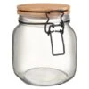 B&M Large Bamboo Clip Lock Glass Jar -Home Discount Store 369504 large glass clip lock jar with bamboo lid 2