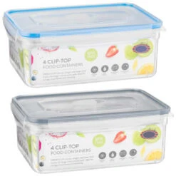 B&M Clip Top Food Containers 4pk - Blue 15 B&M Clip Top Food Containers 4pk - Blue -Home Discount Store 369681 4pk clip top food containers group