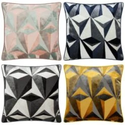 Jenson Geo Velvet Cushion - Grey -Home Discount Store 373026 373032 373083 373100 jenson geo velvet cushion main