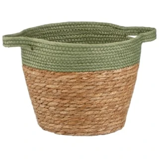 B&M Two Tone Wicker Basket - Green 3 B&M Two Tone Wicker Basket - Green
