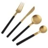 B&M Homestead Matte Black & Gold Cutlery Set 16pc -Home Discount Store 375296 homestead 16 piece black and gold cutlery 2