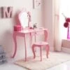 B&M Amelia Vanity Set With Stool & Mirror 1 B&M Amelia Vanity Set With Stool & Mirror -Home Discount Store 375844 amelia vanity set pink
