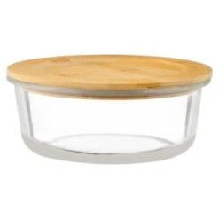 B&M Round Glass Food Containers With Bamboo Lid 2pk -Home Discount Store 376822 2 round glass food containers 4