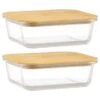 B&M Rectangular Glass Food Containers With Bamboo Lids 2pk -Home Discount Store 376824 2pk regular glass food containers 4