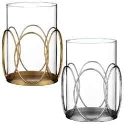 B&M Glass Candle Holder - Gold -Home Discount Store 376919 candle holder group
