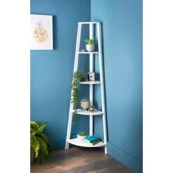 Lokken 5 Tier Corner Shelving - White