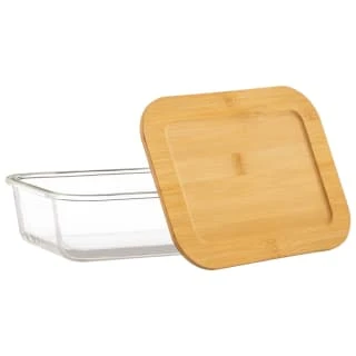 B&M Rectangular Glass Food Container With Bamboo Lid 4 B&M Rectangular Glass Food Container With Bamboo Lid - Image 2