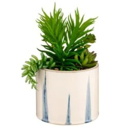 B&M Succulent In Blue Drip Pot