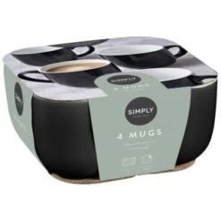 Simply Everyday Gloss Mugs 4pk - Black 9 Simply Everyday Gloss Mugs 4pk - Black -Home Discount Store 380121 4pk simply everyday mugs black 2