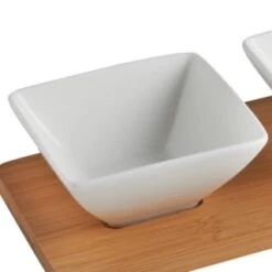 B&M Set Of 3 Serving Bowls With Bamboo Tray - Square 10 B&M Set Of 3 Serving Bowls With Bamboo Tray - Square -Home Discount Store 380368 3pk serving boards with bamboo tray square 2