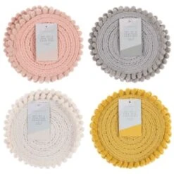 B&M Pom Pom Coasters - Grey 4pk -Home Discount Store 380383 380384 380492 380495 4pk harmony pom pom coasters
