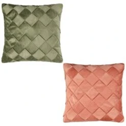 B&M Basket Weave Velvet Cushion - Sage -Home Discount Store 380438 380756 basket weave velvet cushion main