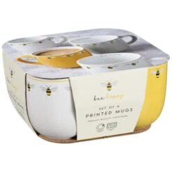 B&M Bee Happy Printed Mugs - 4pk -Home Discount Store 380506 4pk printed mugs bee happy 2