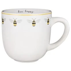 B&M Bee Happy Printed Mugs - 4pk -Home Discount Store 380506 4pk printed mugs bee happy white