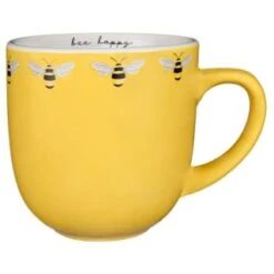 B&M Bee Happy Printed Mugs - 4pk -Home Discount Store 380506 4pk printed mugs bee happy yellow