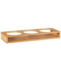 B&M Natural Home Glass Jars In Bamboo Stand 3pk -Home Discount Store 380530 3pk natural home glass jars in bamboo stand 5