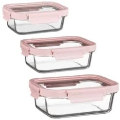 B&M Pink Glass Food Container - Medium -Home Discount Store 380659 380660 380661 glass food container pink large 1