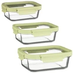 B&M Green Glass Food Container - Medium -Home Discount Store 380662 380663 380664 glass food container green medium
