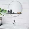 B&M Bathroom Mirror With Wooden Shelf 2 B&M Bathroom Mirror With Wooden Shelf -Home Discount Store 381363 bathroom mirror with wooden shelf