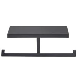 B&M Double Toilet Roll Holder & Shelf - Black -Home Discount Store 381372 double roll holder and shelf black 2