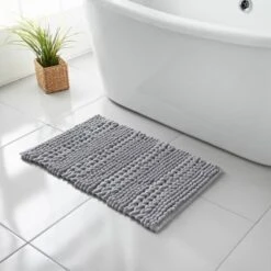 Retreat Knitted Bath Mat 50 X 80cm - Grey