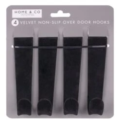 B&M Velvet Overdoor Hooks 4pk - Black -Home Discount Store 383665 4 velvet non slip over door hooks black