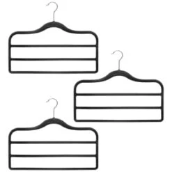 B&M Velvet Trouser Hangers 3pk - Black -Home Discount Store 383688 3pk pure velvet trouser hangers black