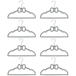 B&M Children's Non-Slip Hangers 8pk - Grey 7 B&M Children's Non-Slip Hangers 8pk - Grey -Home Discount Store 383693 8pk childrens hangers grey bow