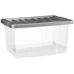 B&M Clear Storage Boxes With Lids 3pk 20L -Home Discount Store 384092 20l lidded box 3pk